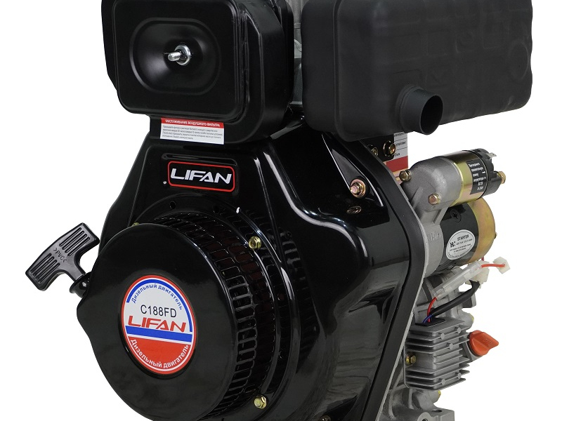 Двигатель Lifan Diesel 188FD, конусный вал, катушка 6 Ампер